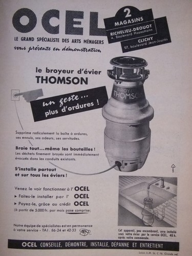 Publicité 1957 thomson ocel - 1957,